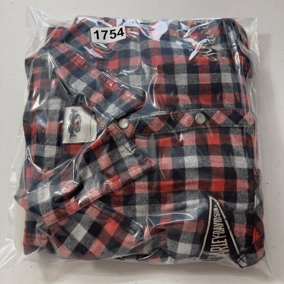 Vintage Harley-Davidson Embroidered Red/Black Plaid Flannel Button Down.Shirt L - Picture 14 of 14